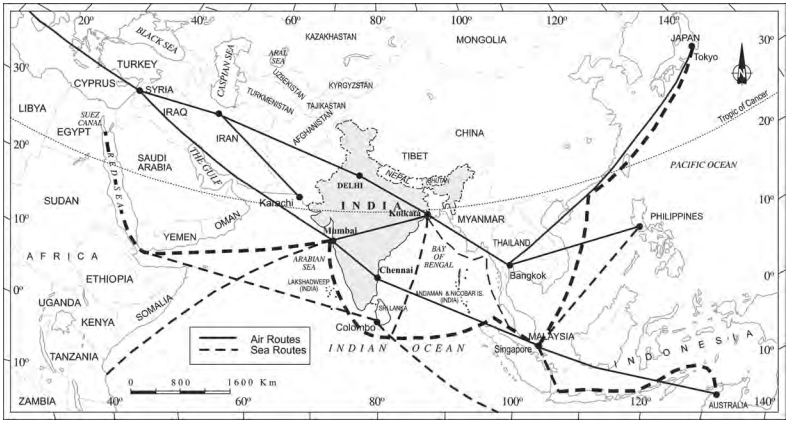 Figure 1.2 -- Location of India in the Eastern World