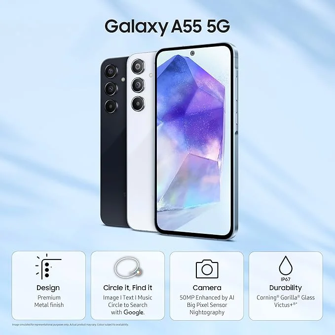 Samsung Galaxy A55 5G: Iceblue, 8GB RAM, 256GB Storage - Image 4
