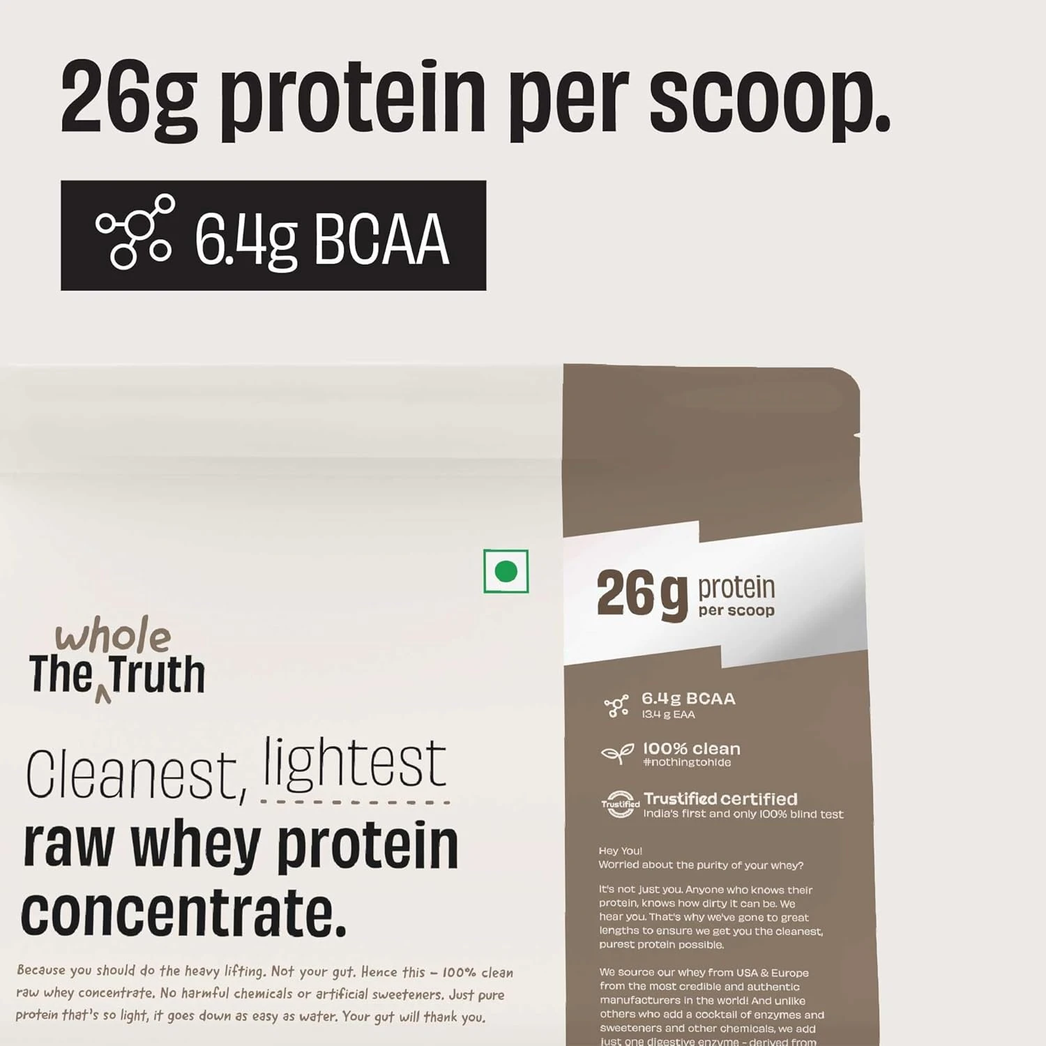 The Whole Truth Whey Protein Concentrate: Unflavoured, 1 kg - Image 2